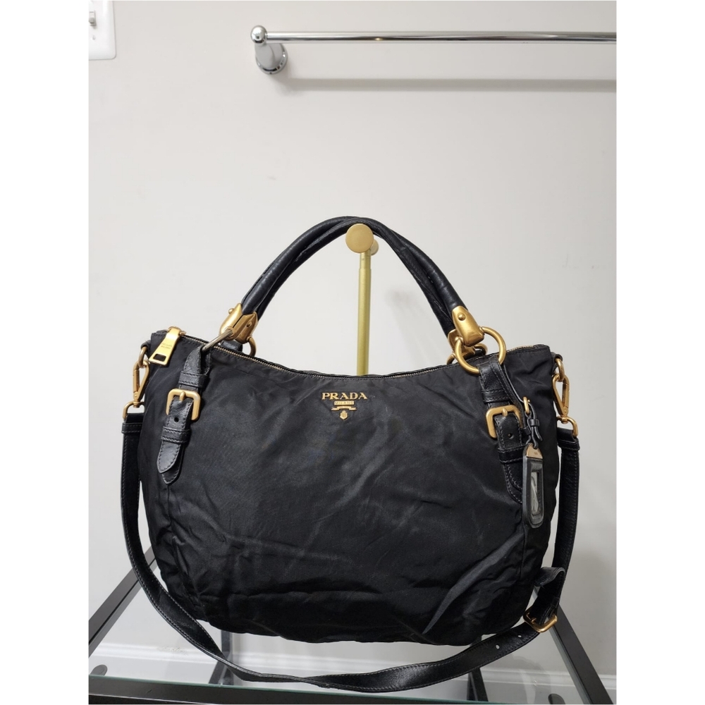 Prada Nylon Top Handle/Satchel Bag Black